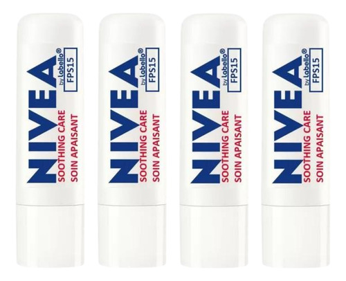 Set 4 Pz Labial Nivea Labello Balsamo Hidratante Humectante