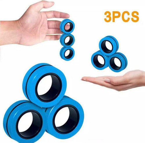 Anel Magnético Spinner Fidget Unzip Azul Toy Antistress