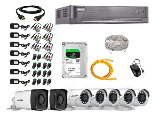 Cámaras Seguridad Exterior It3f Kit 7 Hikvision Full Hd 2tb