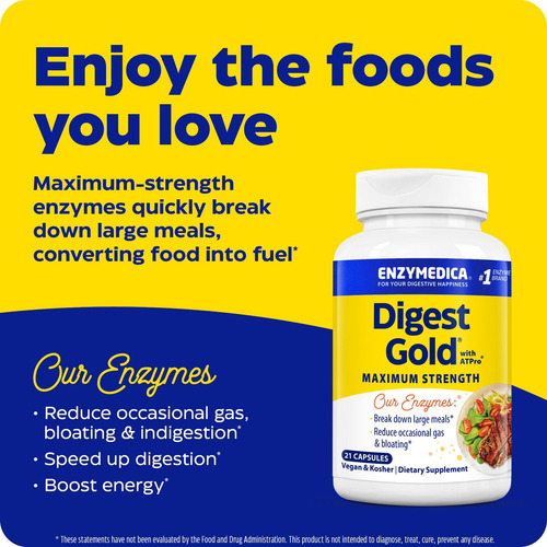 Enzymedica Digest Gold + Atpro, Forma Enzimática De Máxima P