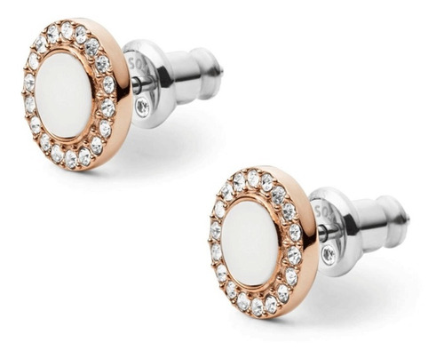 Imagen 1 de 6 de Aretes Dama Fossil Classics Jf02659791 Color Oro Rosado