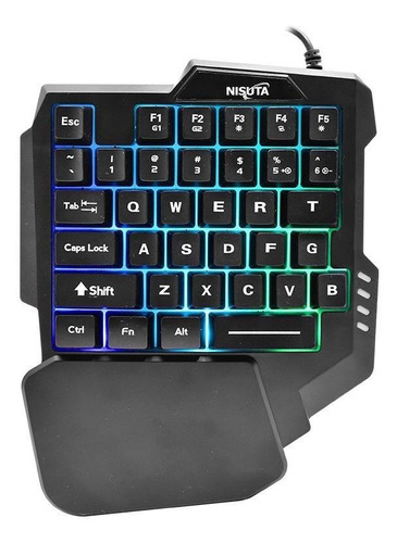 Teclado de una mano gamer Nisuta NSKBG35 color negro con luz RGB