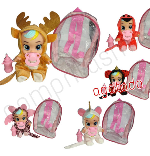 Muñeca Bebe Animalitos Con Sonido Mochila Y Accesorios Niña