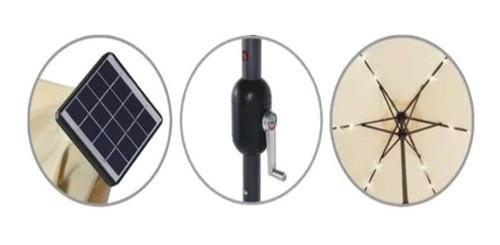 Sombrilla Exterior Lusqtoff Led Usb Luz Solar Beige Cuotas