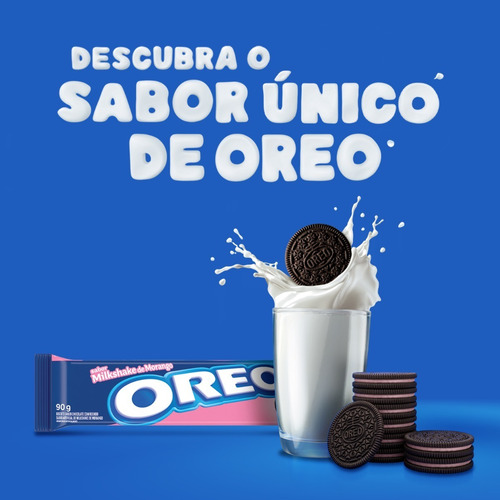 Imagem 5 de 7 de Biscoito Recheado Milkshake De Morango Oreo 90g