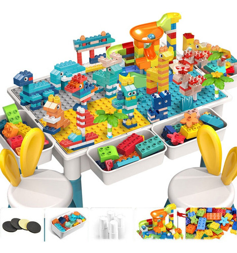 Juego Mesa Y Silla Infantil Con Bloques 286pc Y Cajas Latera