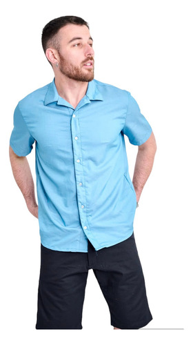 Camisa Hombre Tela Importada-hawaiana - Manga Corta -fabrica