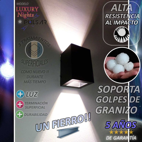 Imagen 8 de 10 de Aplique Bidireccional Luz Exterior Potente Led 12w Pack X14u