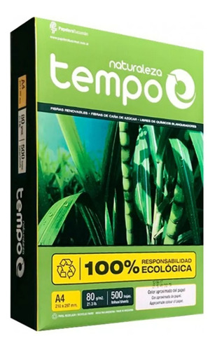 Resma Impresora A4 Sustentable Tempo 75grs *500 Hojas