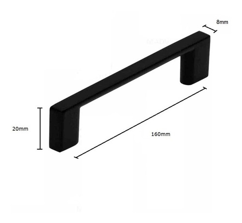 Imagem 3 de 7 de Puxador Móveis Gol Preto Acetinado 160mm - Kit 6