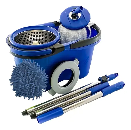 Mop Perfect Pro 360 Giratório Balde Inox 16L Microfibra Azul