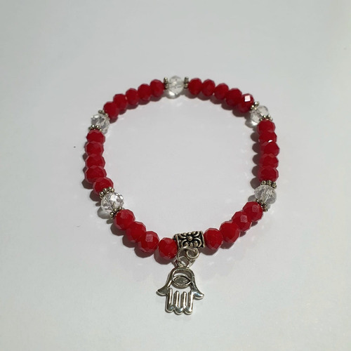 Pulsera Cristal, Mano De Fátima, Hecha A Mano