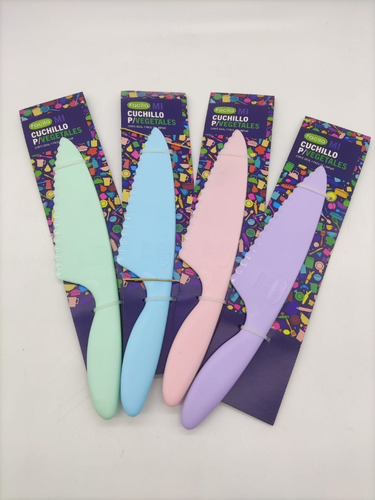 Imagen 3 de 5 de Cuchillo De Plástico Para Vegetales Colores Pastel Facila