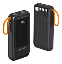 Comprar Saiviek Power Bank Batería Portátil 30000mah Carga Rápida 22.5w 4 Cables Integrados (tipo C\u002Fv8\u002Fusb\u002Fip) 2 Luces Led Ultra Brillantes Pantalla Digital Diseño Para Camping Viajes Android iPhone