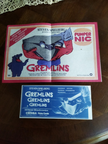 1984 Cine Gremlins Steven Spielberg 2 Publicidades Uruguay 