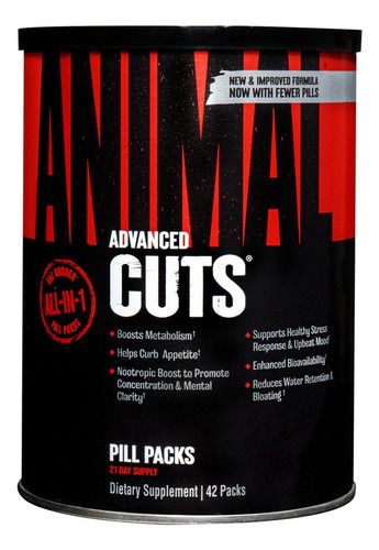 Animal Cuts Universal Nutrition, 42 pacotes, sabor sem sabor