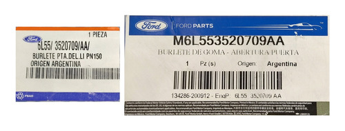 Empaque Sello De Puerta Ford Ranger 1998-2012 Izquierda