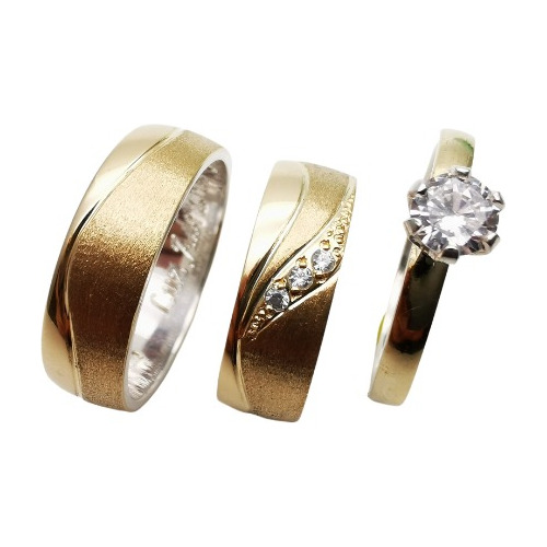 Argollas Oro 18 K Y Plata Ley 9.50 Gratis Anillo Compromiso