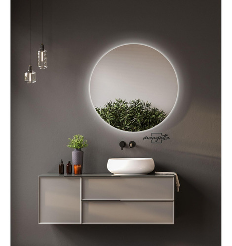 Espejo Circular Led Fría Para Baño Acabado Canto Pulido