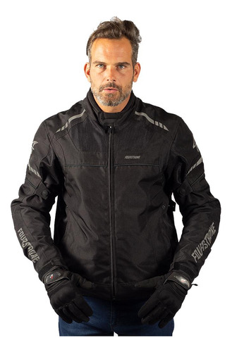 Campera Moto Sydney Pro Jacket Black Grey Fourstroke