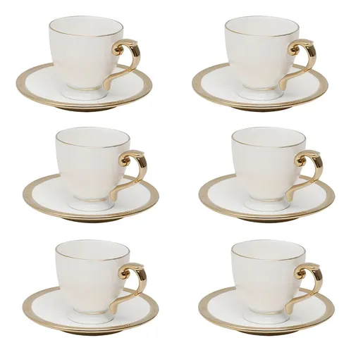 Jogo 6 Xícaras 90ml Para Café De Porcelana Paddy Wolff Branco
