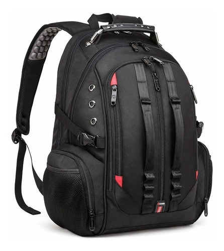 Mochila Reforçada Grande Masculina 40 Litros Com Cadeado Top Cor Preto Desenho do tecido Liso