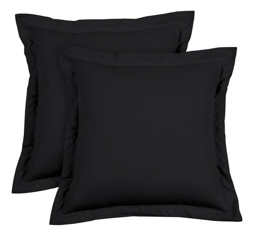 Juego De 2 Fundas Euro Sham De 28 X 28 Cm, Color Negro, 600