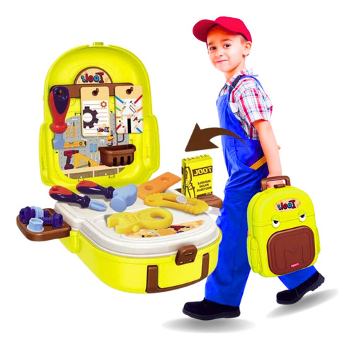 Maleta De Ferramentas 22 Peças Em 1 Brinquedo Infantil Tools Cor Amarelo
