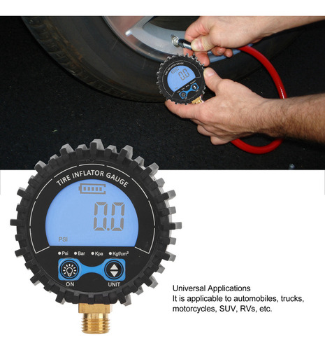 Medidor De Presión Neumáticos Digital Lcd 3-200psi Universal