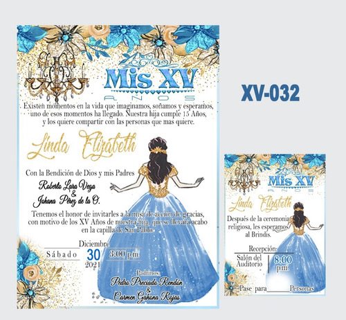 60 Invitaciones Para Xv Años Sin Pase 5x7 PLG