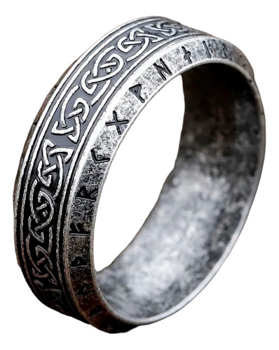 Anillo Vikingo Nudos & Runas Nórdicas Acero Quirúrgico 