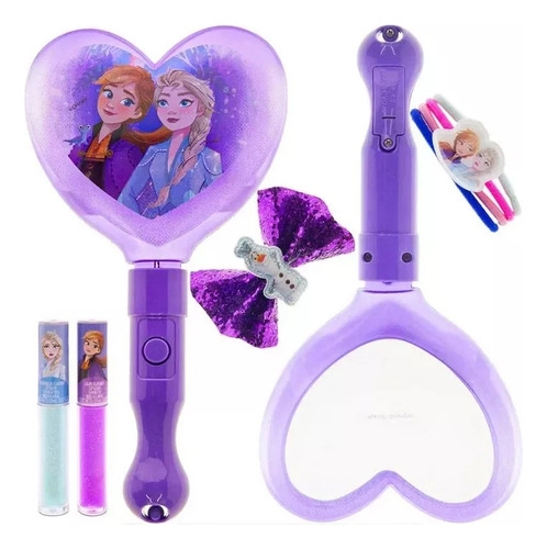 Espejo Con Luz Para Niñas Frozen Disney + Accesorios 
