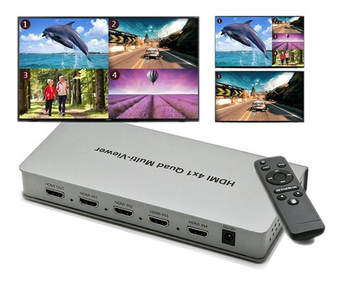 Switch Hdmi Quad Multi-viewer 4 Telas Em 1 Fullhd 1080p