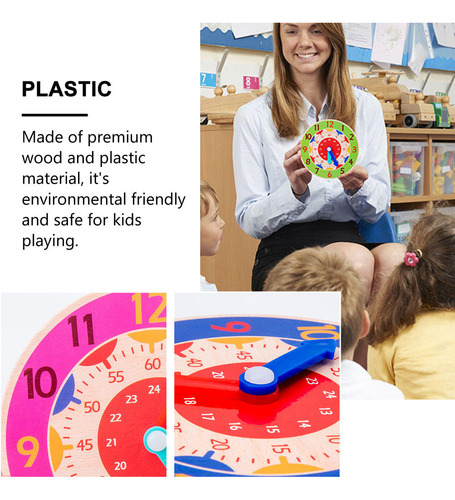 Reloj De Madera Con Dibujos Animados, Juguete De Aprendizaje