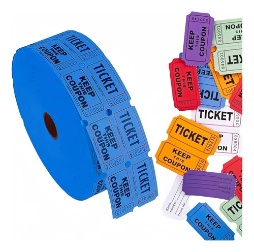 2000 Tickets En Rollo Foliado Boletos Entradas Fiesta Azul