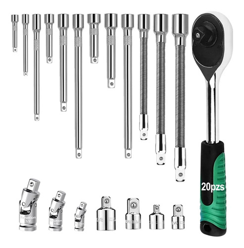 Ycrigns® Juego De Llaves De Tubo Con Llave Carraca Y Extensión 20pzs