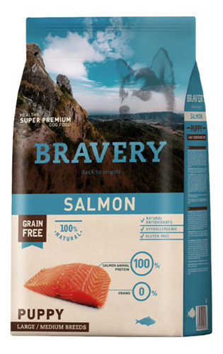 Bravery Salmon Puppy Raza Mediana Y Grande 12 Kg