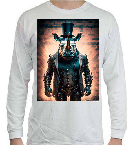 Playera Rinoceronte - Robot - Animales - Manga Larga - 02