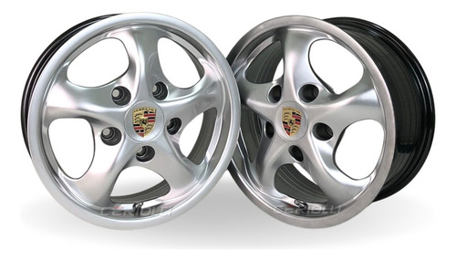 Jogo De Rodas Aro 15 5x130 Porsche Twist Raw Fusca Brasilia Cor Hyper Prata 5x130