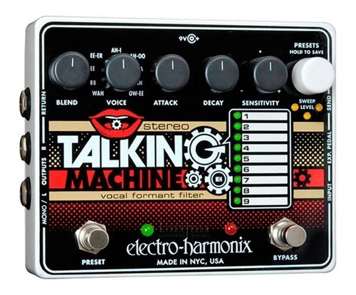 Pedal Electro Harmonix Stereo Talking Machine Guitarra Color Negro/rojo/blanco