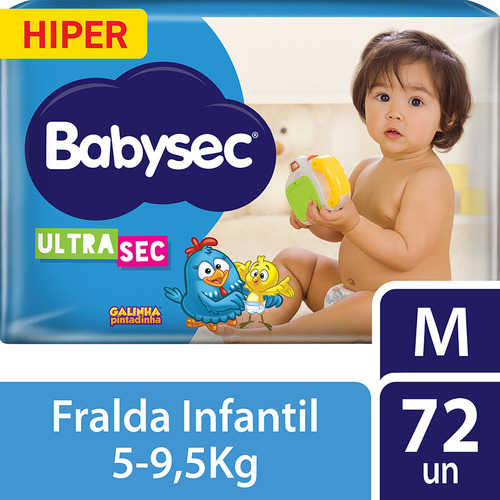 Fralda Babysec Ultra Hiper M 72 Unidades Médio (m) Sem Gênero
