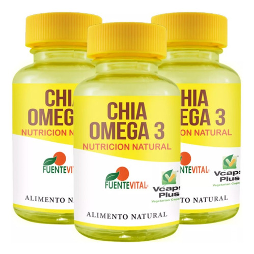 Chía Omega 3 Cápsulas - Colesterol - Estreñimiento. Pack X 3