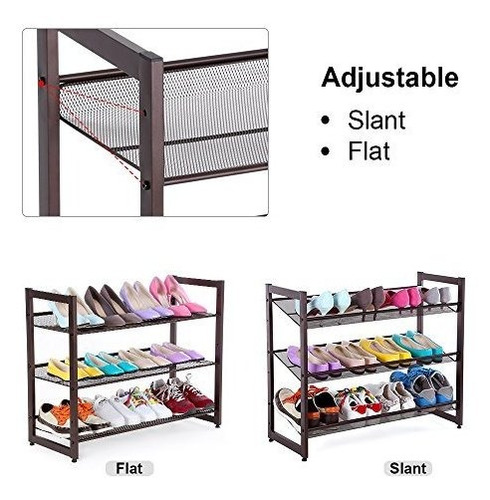 Songmics - Estante De Zapato Metálico Apilable De 3 Niveles,