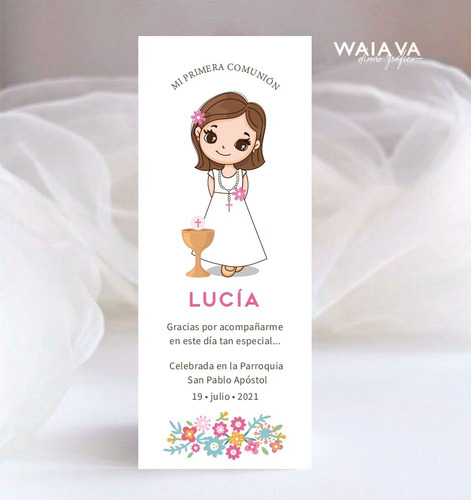 Imagen 4 de 10 de Estampas Primera Comunión Tarjetas Nenas Señalador X 3u