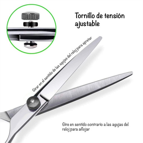 Imagen 4 de 10 de Kit Tijeras De Peluquería Profesional Corte + Pulir