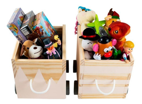 Par De Caixotes Toy Box Organizador De Brinquedos Montessori