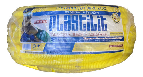 Eletroduto Flex. Corrugado Dn20mm 1/2 Rolo C/ 50m Plastilit