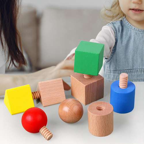 8 Piezas De Juguete De Estaca De Tuercas Y Pernos De Madera,