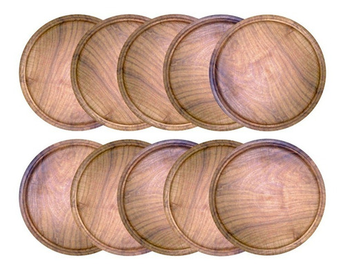 30 Platos 24-25 Cm De Algarrobo