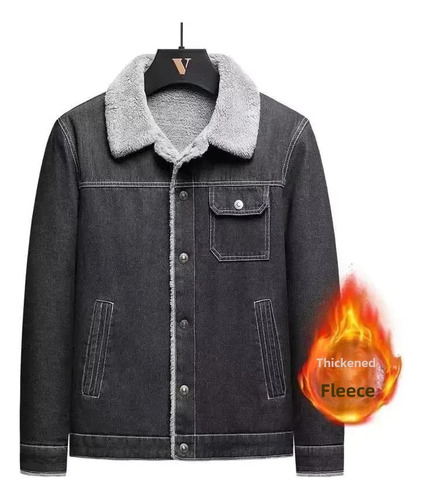 Chaqueta Bomber De Mezclilla Con Forro Polar Para Hombre, Pa